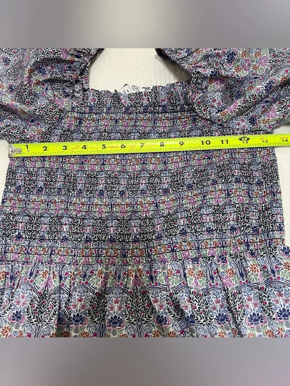 J. Crew Liberty Fabric Smocked Square Neck Puff Sleeve Floral Peplum Top Large